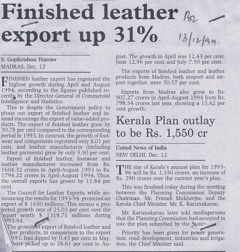 Finished leather export up 31%