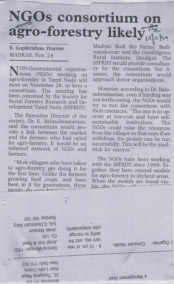 NGOs consortium on agro-forestry likely