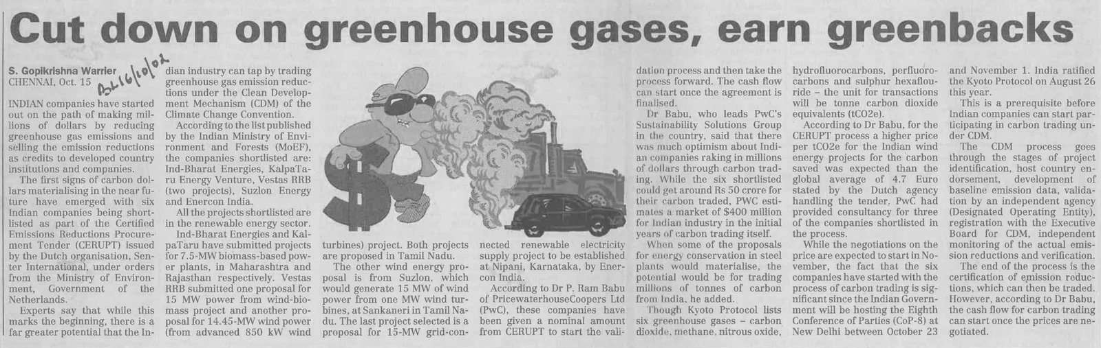 Cut down on greenhouse gases, earn greenbacks