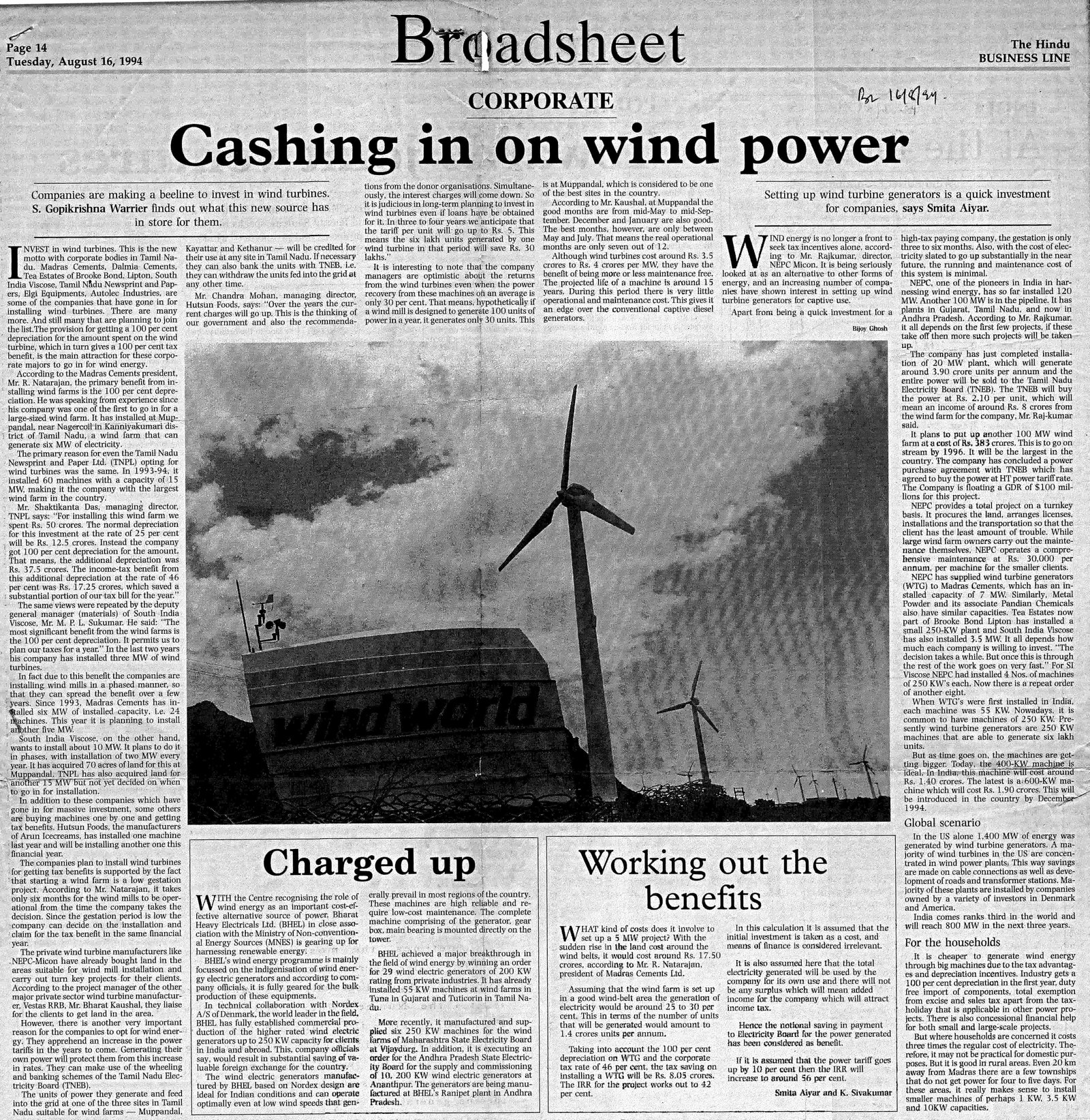Cashing in on wind power