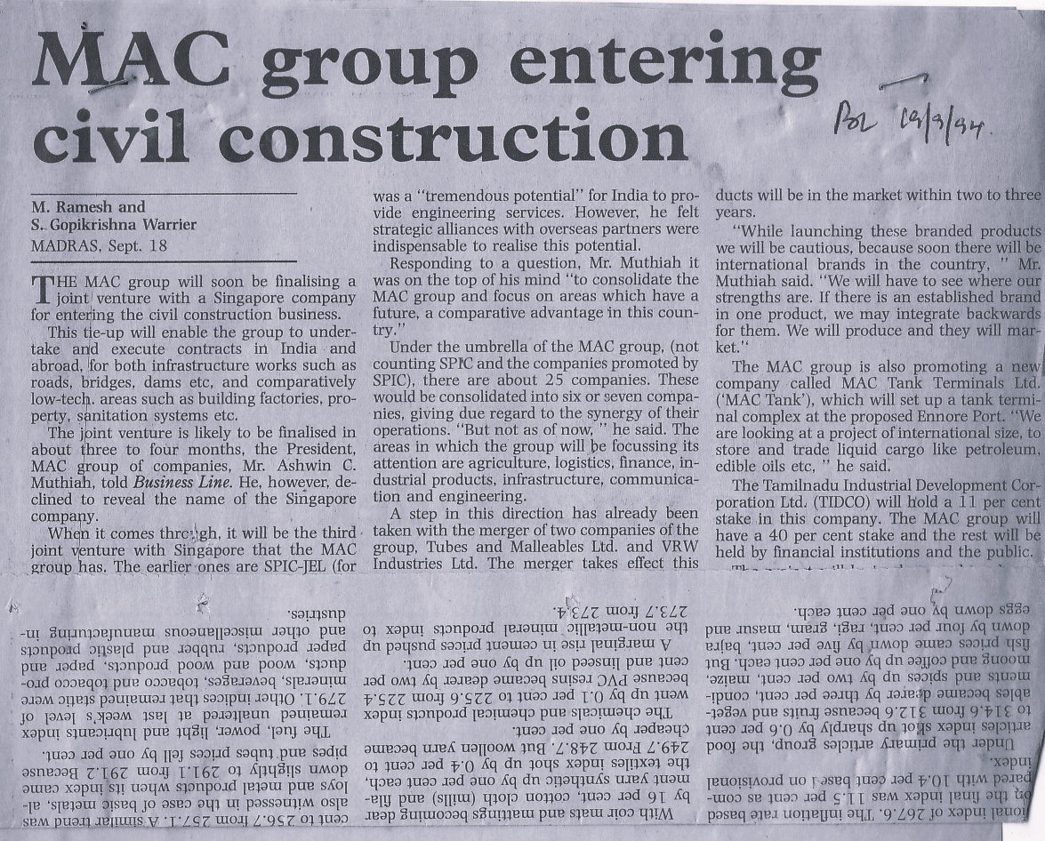 MAC group entering civil construction
