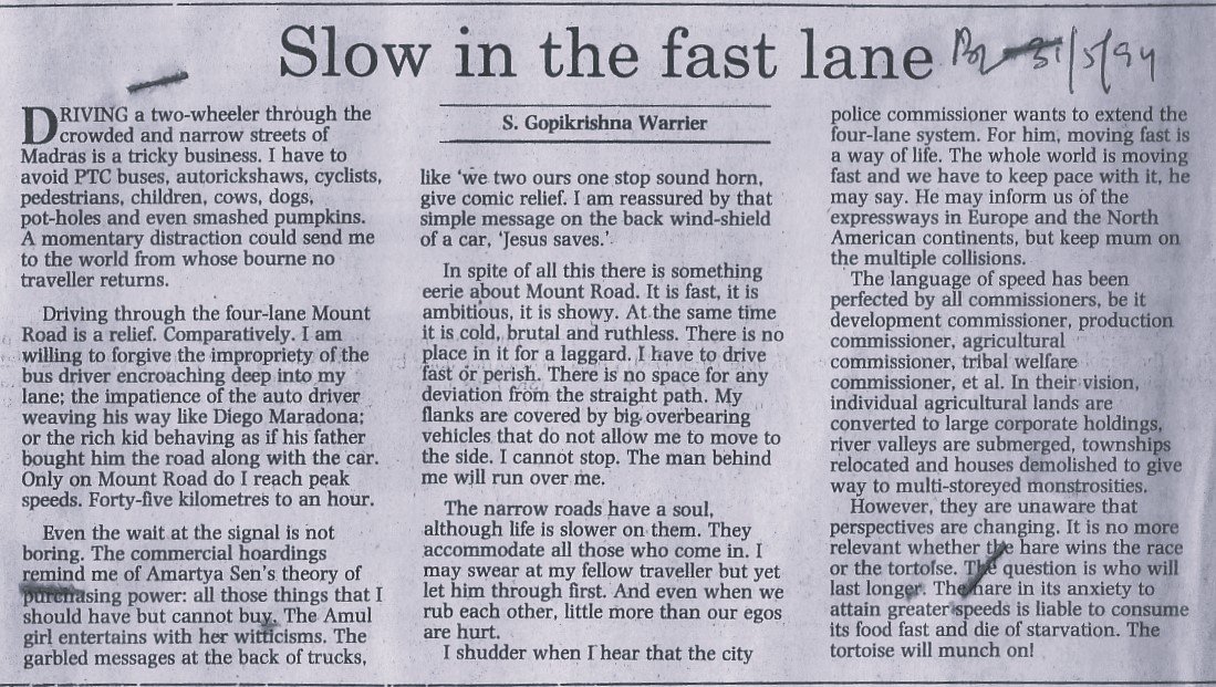 Slow in the fast lane
