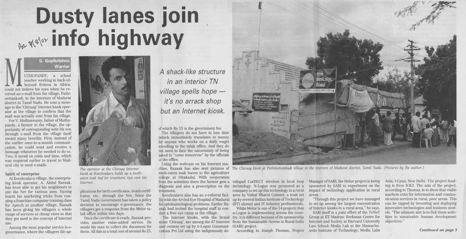 Dusty lanes join for info highway