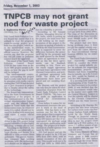 TNPCB may not grant nod for waste project