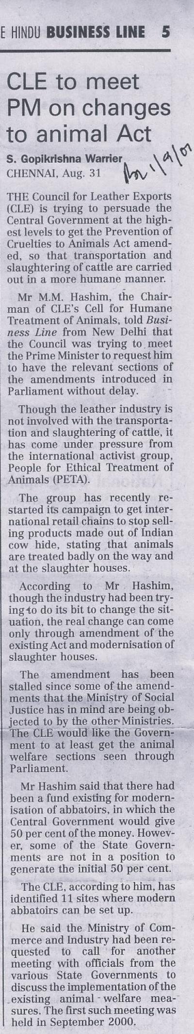 CLE to meet PM on changes to animal Act