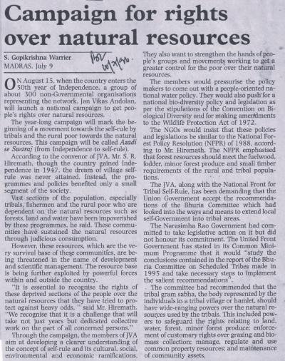 Campaign for rights over natural resources