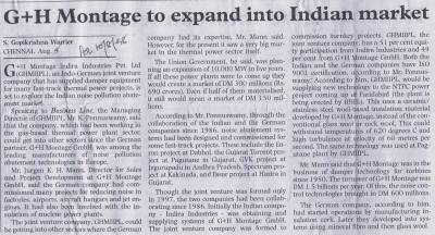 G+H Montage to expand into Indian market