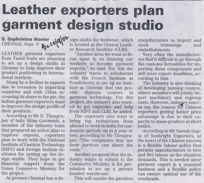 Leather exporters plan garment design studio