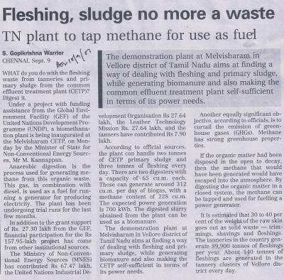 Fleshing, sludge no more a waste