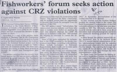 Fishworkers' forum seeks action against CRZ violations