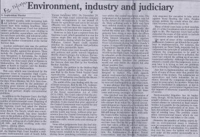 Environment, industry and judiciary