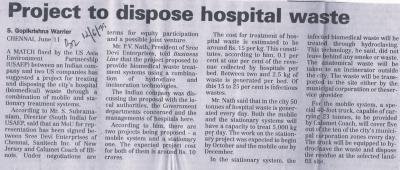 Project to dispose hospital waste