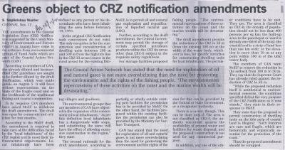Greens object to CRZ notification amendments