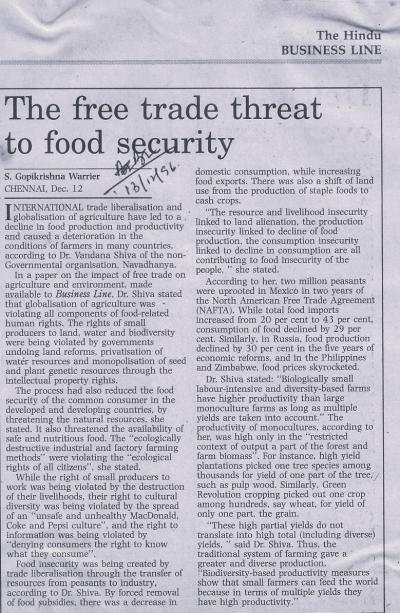 The free trade threat to food security