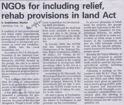 NGOs for including relief, rehab provisions in land Act
