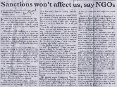 Sanctions won't affect us, say NGOs