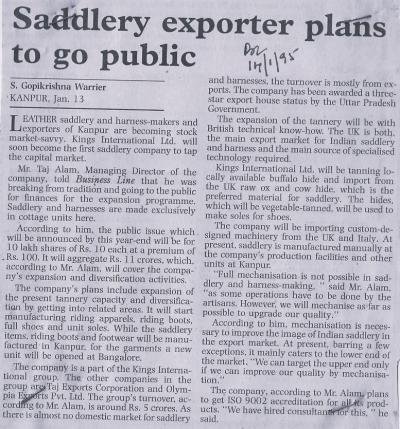 Saddlery exporter plans to go public 