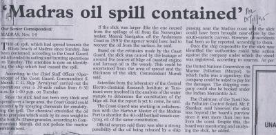 Madras oil spill contained'