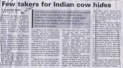 Few takers for Indian cow hides