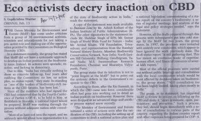 Eco activists decry inaction on CBD