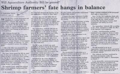 Shrimp farmers' fate hangs in balance