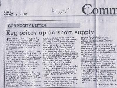 Egg prices up on short supply