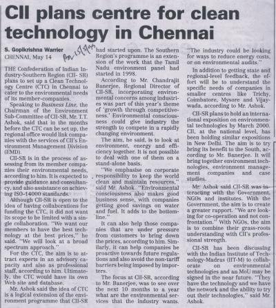 CII plans centre for clean technology in Chennai
