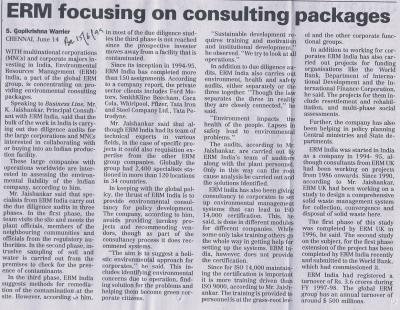 ERM focusing on consulting packages