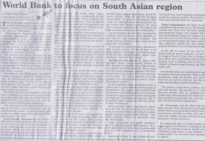 World Bank to focus on South Asian region