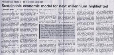 Sustainable economic model for next millennium highlighted