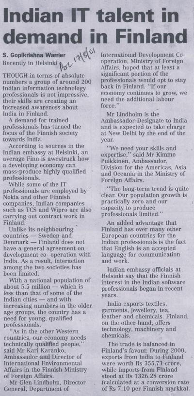 Indian IT talent in demand in Finland