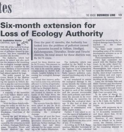 Six-month extension for Loss of Ecology Authority