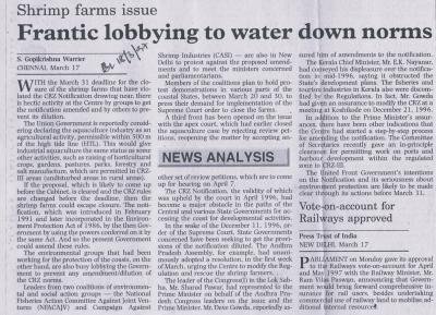 Shrimp farms issue Frantic lobbying to water down norms