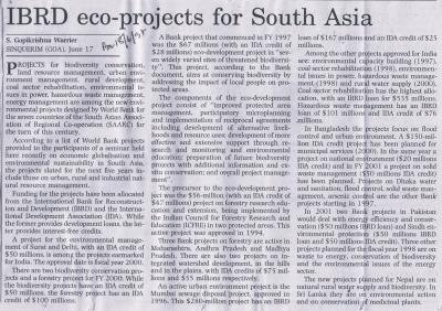 IBRD eco-projects for South Asia