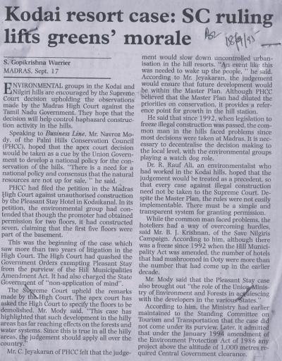 Kodai resort case: SC ruling lifts greens' morale