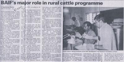 BAIF's major role in rural cattle programme