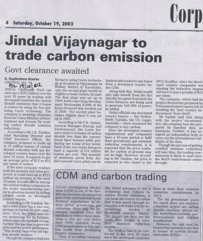 Jindal Vijaynagar to trade carbon emission