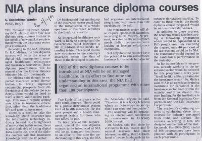 NIA plans insurance diploma courses