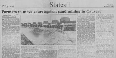 Farmers to move court against sand mining in Cauvery