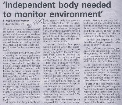 'Independent body needed to monitor environment'