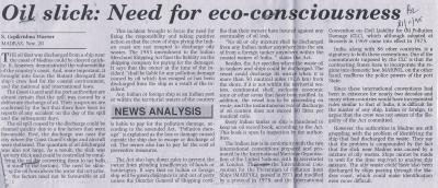 Oil slick: Need for eco-consciousness 