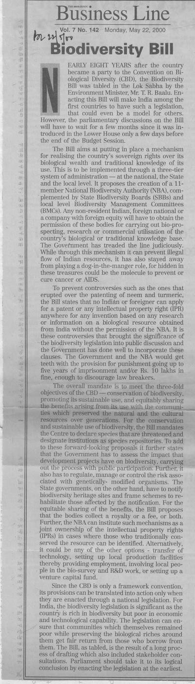 Biodiversity Bill