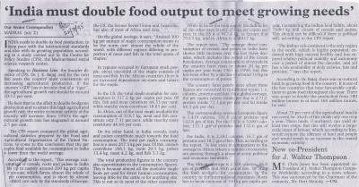 'India must double food output to meet growing