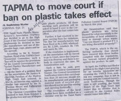 ΤΑΡΜΑ to move court if han on plastic takes effect
