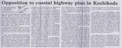 Opposition to coastal highway plan in Kozhikode