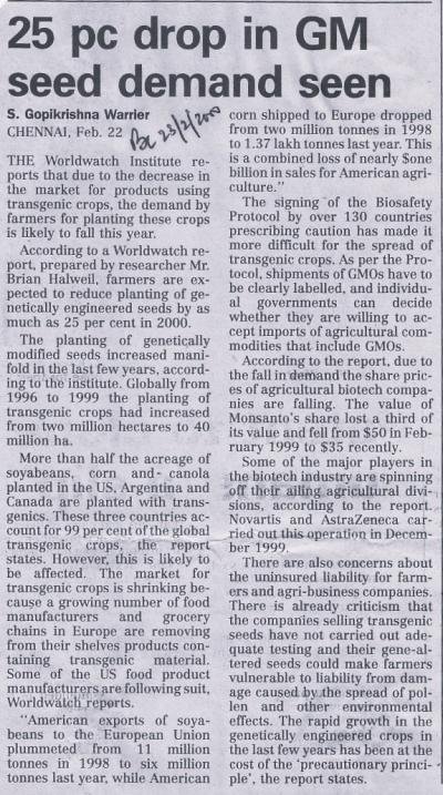 25 pc drop in GM seed demand seen