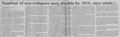 Number of eco-refugees may double by 2010, says study
