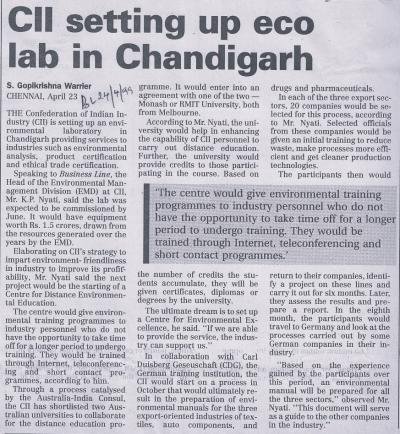 CII setting up eco lab in Chandigarh