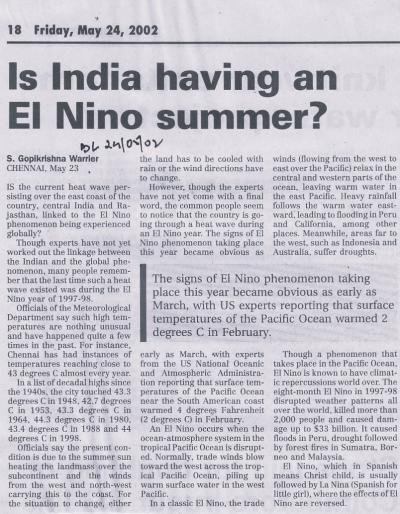Is India having an El Nino summer?