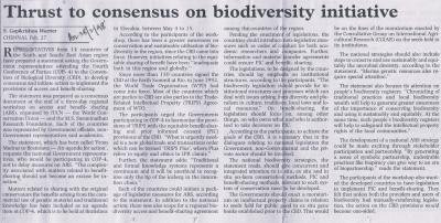 Thrust to consensus on biodiversity initiative